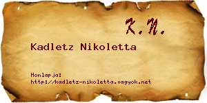 Kadletz Nikoletta névjegykártya